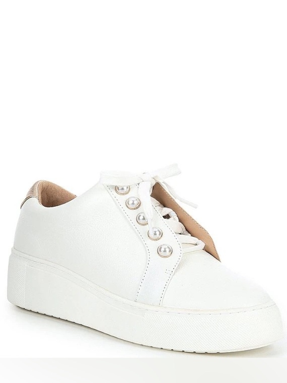 Alex Marie The Wrenna Pearl Stud Embellished Leather Platform Sneakers Size 6.5